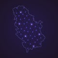 Digital network map of Serbia. Abstract connect line and dot