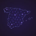 Digital network map of Spain. Abstract connect line and dot