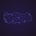Digital network map of Turkey. Abstract connect line and dot Royalty Free Stock Photo