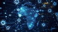 Digital Network Model of Virus Spread in Africa Concept Royalty Free Stock Photo