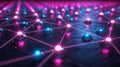 Digital Network Node Mesh With Glowing Connection Points. Futuristic Tech Background Royalty Free Stock Photo