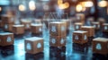 Digital Network of People Icons on Cubes Representing Connection and Data Royalty Free Stock Photo