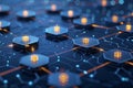 Digital Network Structure With Glowing Nodes and Hexagonal Layout Royalty Free Stock Photo