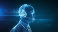 Digital Network Support Head with Headset Tech Support Customer Service Futuristic A