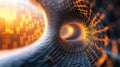Digital network tunnel creating futuristic data connection Royalty Free Stock Photo