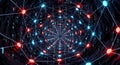 Digital Network Tunnel with Glowing Nodes and Binary Code Data Flow abstract background Royalty Free Stock Photo