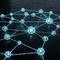 Interconnected nodes resembling glowing spheres, connected by Royalty Free Stock Photo