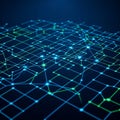A digital network visualization featuring interconnected lines and nodes, creating a Royalty Free Stock Photo