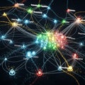 Digital network visualization featuring interconnected nodes Royalty Free Stock Photo