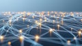 Digital network visualization with luminous nodes and interconnecting lines representing technological communication, data Royalty Free Stock Photo