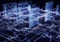 Digital network visualization with transparent screens Royalty Free Stock Photo