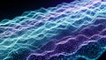 Abstract Digital Network Waveform With Cyan and Purple Glowing Particles image photo Royalty Free Stock Photo