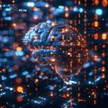 Digital neural AI, binary brain theme. Royalty Free Stock Photo
