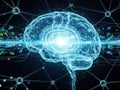 Digital neural network brain with data flow and connectivity isolated on white background Royalty Free Stock Photo