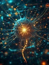Digital neural network concept with glowing connections