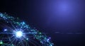 Digital neural network connecting bright data points Royalty Free Stock Photo