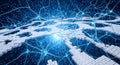 Digital Neural Network Data Visualization in Blue Abstract Futuristic Style Royalty Free Stock Photo