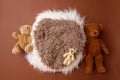 Digital newborn background for baby girls and boys. Brown colors, fur and teddy bears