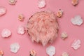 Digital newborn background. Newborn floral backdrop with pink flowers Royalty Free Stock Photo