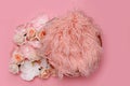 Digital newborn background. Newborn floral backdrop with pink flowers Royalty Free Stock Photo