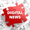 Digital News on Red Puzzle. Royalty Free Stock Photo