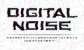 Digital noise glitch font. Tv technology, video distortion, broken old television display, abstract techno alphabet. Bug Royalty Free Stock Photo