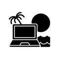 Digital nomad black glyph icon