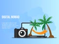 Digital nomad concept illustration design template