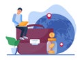 Digital nomad concept vector in trendy flat style. oncept of remote work from anywhere in the world Royalty Free Stock Photo