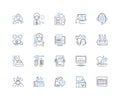 Digital Nomad line icons collection. Freedom, Travel, Flexibility, Location independence, Adventure, Laptop lifestyle