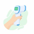 Digital non-contact infrared thermometer in hand doctor Royalty Free Stock Photo