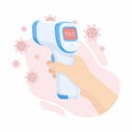 Digital non-contact infrared thermometer in hand doctor Royalty Free Stock Photo