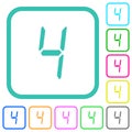 digital number four of seven segment type vivid colored flat icons