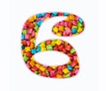 Digital Number 6 - Mini Colored Bubble Gum