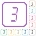 Digital number three of seven segment type simple icons Royalty Free Stock Photo