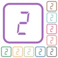 Digital number two of seven segment type simple icons Royalty Free Stock Photo