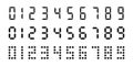 Digital numbers. Calculator numbers. Digital font. Different type of digits