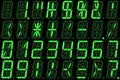 Digital numbers on green alphanumeric LED display Royalty Free Stock Photo