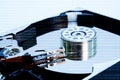 Digital numbers with opened hard disc plate Royalty Free Stock Photo