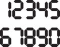 Digital numbers set 0-9 in classic seven-segment display style on a white background Royalty Free Stock Photo