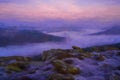 Digital oil painting of a Bamford Edge sunrise cloud inversion in the Peak District, UK