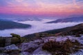 Digital oil painting of a Bamford Edge sunrise cloud inversion in the Peak District, UK