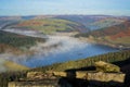 Digital oil painting of a Bamford Edge sunrise cloud inversion in the Peak District, UK