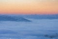 Digital oil painting of a Bamford Edge sunrise cloud inversion in the Peak District, UK