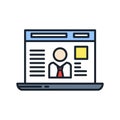 Online Resume Icon Color Illustration Design