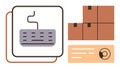 Digital Order Processing with Keyboard, Shipping Boxes, and Delivery Label Concept Royalty Free Stock Photo
