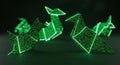 Digital Origami Birds with Green Binary Code, Futuristic Concept Art Royalty Free Stock Photo