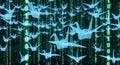 Digital Origami Cranes Flying Through Matrix Binary Code Background, Technology Concept Royalty Free Stock Photo