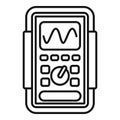 Digital oscilloscope showing sinus signal and control buttons