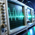 A digital oscilloscope showcasing various waveforms in action, demonstrating its ability to analyze electrical signals with